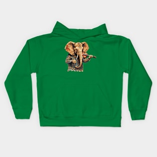 Elephant playing violin Kids Hoodie